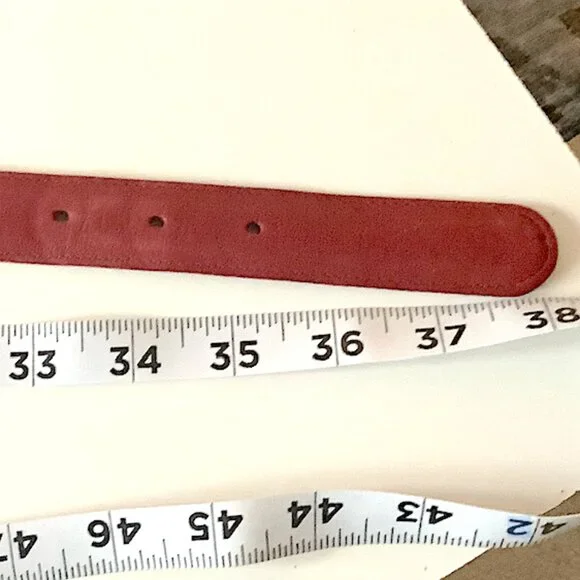 Vintage Coach Leather Belt Brass Buckle Cherry Red Size L, 38 inches long - Picture 3 of 8